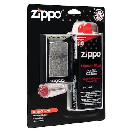 Zippo All-in-One Kit with Street Chrome Windproof Lighter 24651